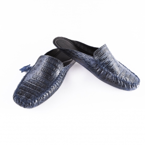 Мужская домашняя обувь  FAMILY кроко синий, размер 41-46 ― интернет-магазин Alexander