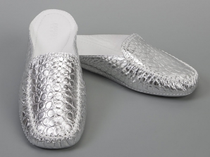Женская домашняя обувь  FAMILY кроко серебро, размер 36-40 ― интернет-магазин Alexander